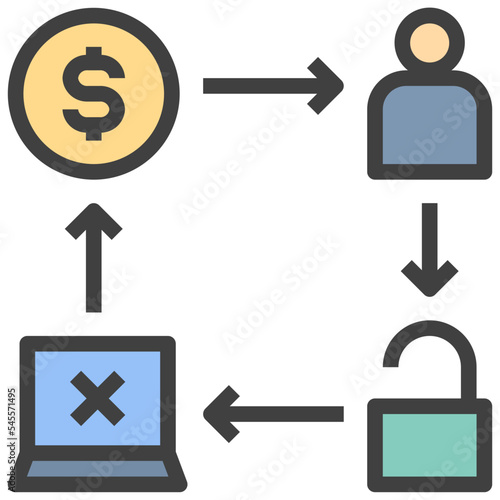 ransomware filled outline style icon