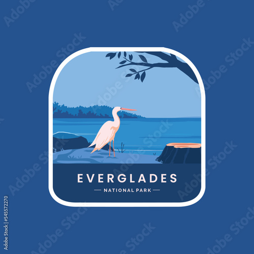 everglades national park badges emblem patch with flat style vector illustration.