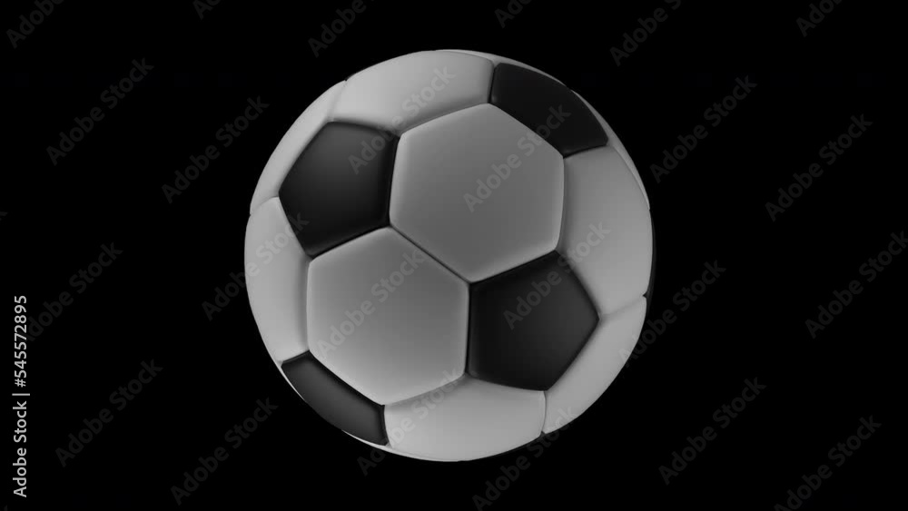 Looping seamless Spinning soccer ball football sport on transparent background with alpha channel, white and black leather round material Looping seamless Spinning soccer ball football sport on transparent background with alpha channel, white and black leather round material