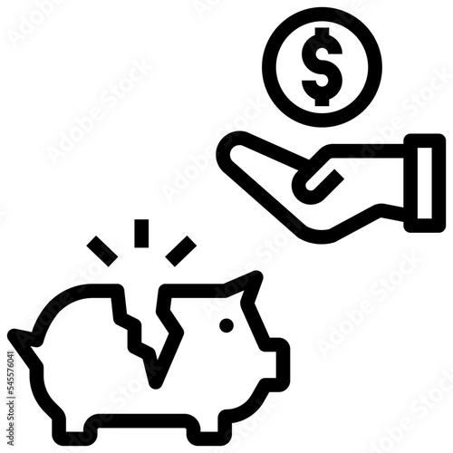 overdraft outline style icon