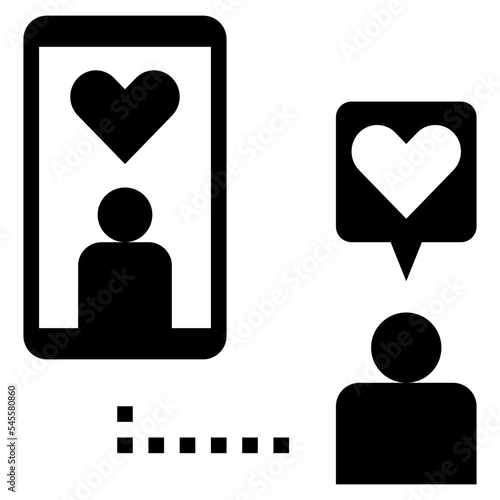 online dating glyph style icon