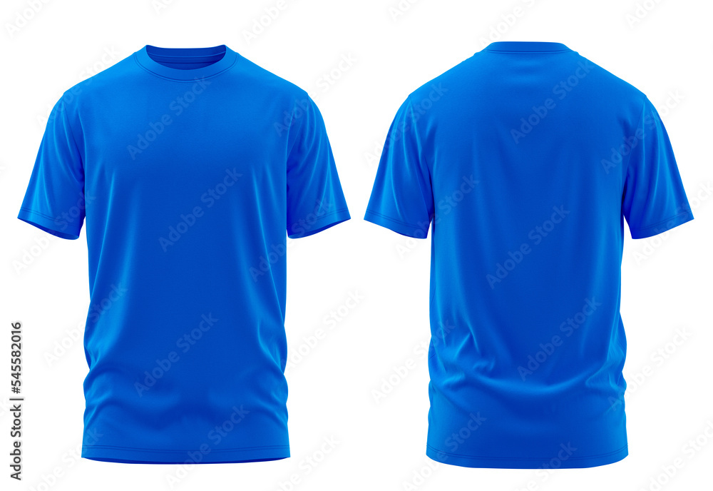 T-Shirt Short Sleeve Men's. For mockup ( 3d rendered / Illustrations) front and back Royal Blue T-Shirt Short Sleeve Men's. For mockup ( 3d rendered / Illustrations) front and back Royal Blue
