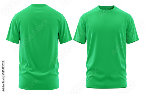 T-Shirt Short Sleeve Men's. For mockup ( 3d rendered / Illustrations) front and back Green