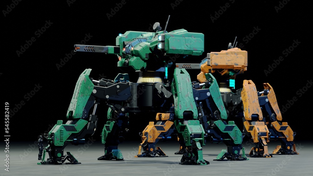 Super Future Robots robot Ultimate .super robot of the future.3D artwork.3D rendering.3D ...