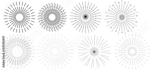 set of sunburst icons vector format. black sunburst icons