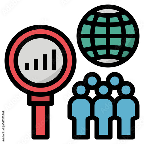 census filled outline style icon
