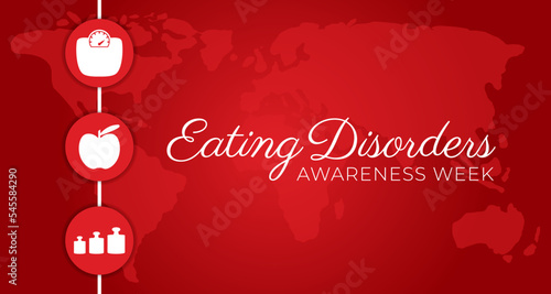 Red Eating Disorders Awareness Week  Illustration with Icons
