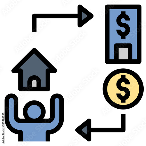 mortgage filled outline style icon