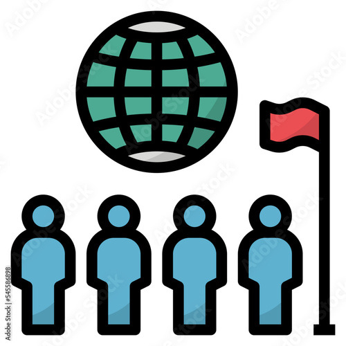 population filled outline style icon