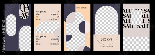 Design backgrounds for social media banner. Set of  instagram stories frame templates.Vector cover. Mock up for personal blog or shop.Layout for promotion.