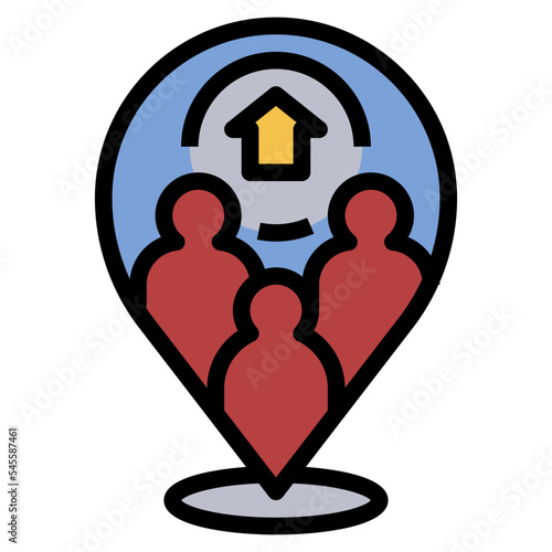 resettlement filled outline style icon