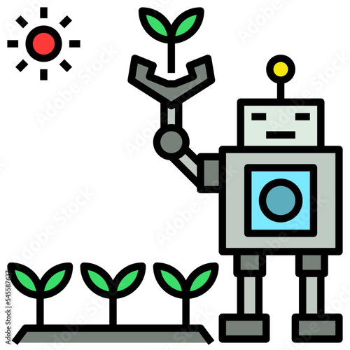 robotic filled outline style icon