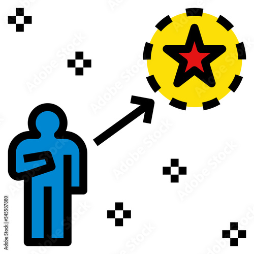 serious filled outline style icon