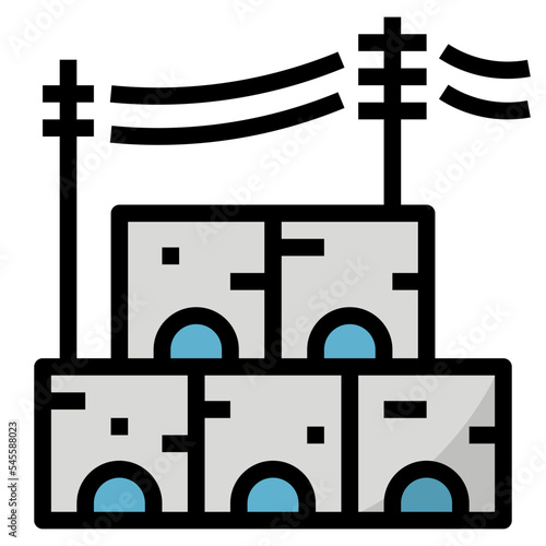 slum filled outline style icon