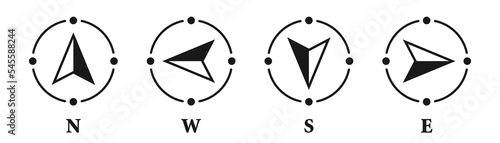 Vintage marine wind rose, nautical chart. Monochrome navigational compass with cardinal directions of North, East, South, West. Geographical position, cartography and navigation. Vector illustration.