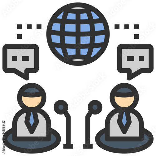 teleconference filled outline style icon