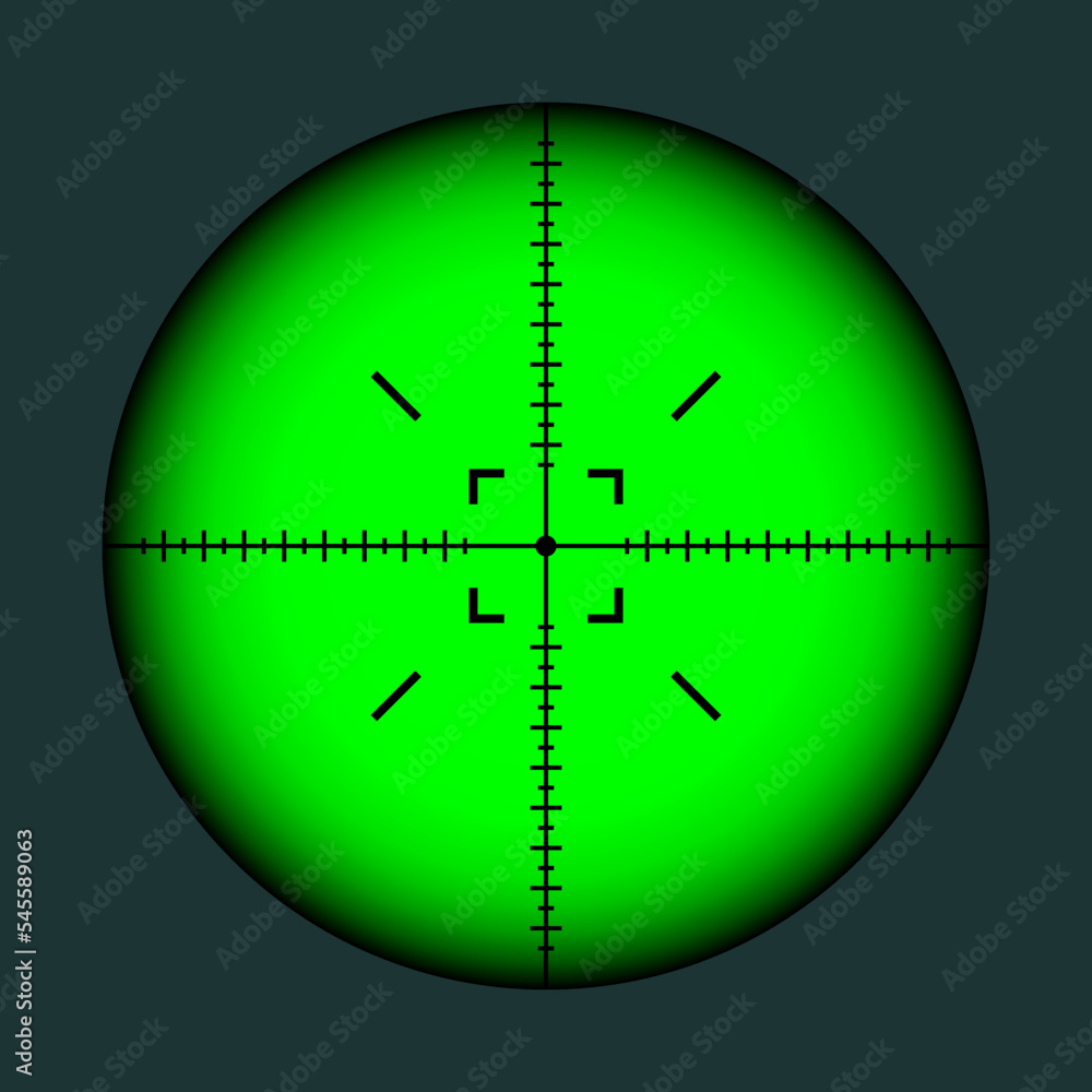 Weapon night sight, sniper rifle optical scope. Hunting gun viewfinder ...