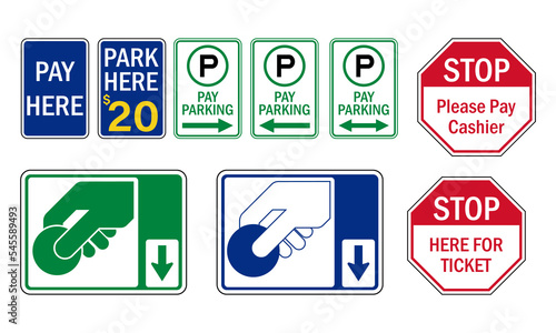 pay parking sign set vector