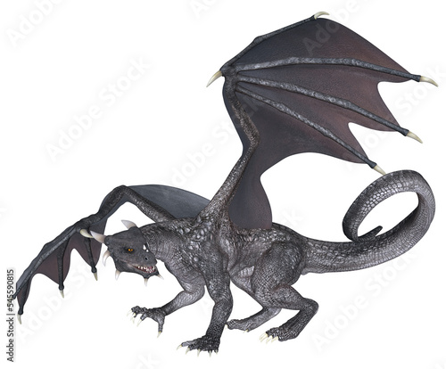 3D Rendered Fantasy Dragon Isolated on Transparent Background - 3D Illustration