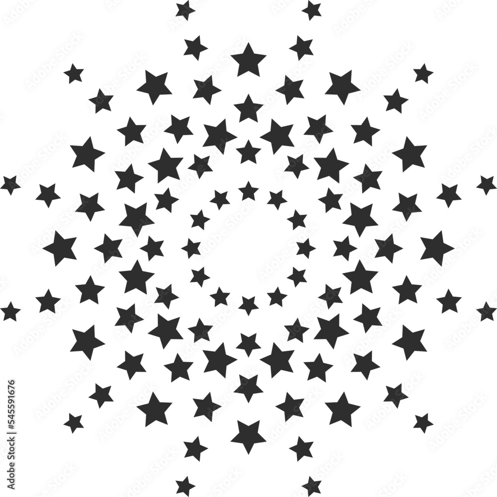 Abstract burst contour pattern fireworks. Black star shaped firecracker pattern. Carnival celebration fireworks explosion, birthday party festive decoration