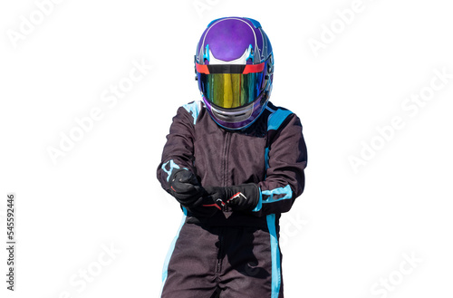 karting pilots on isolated white background