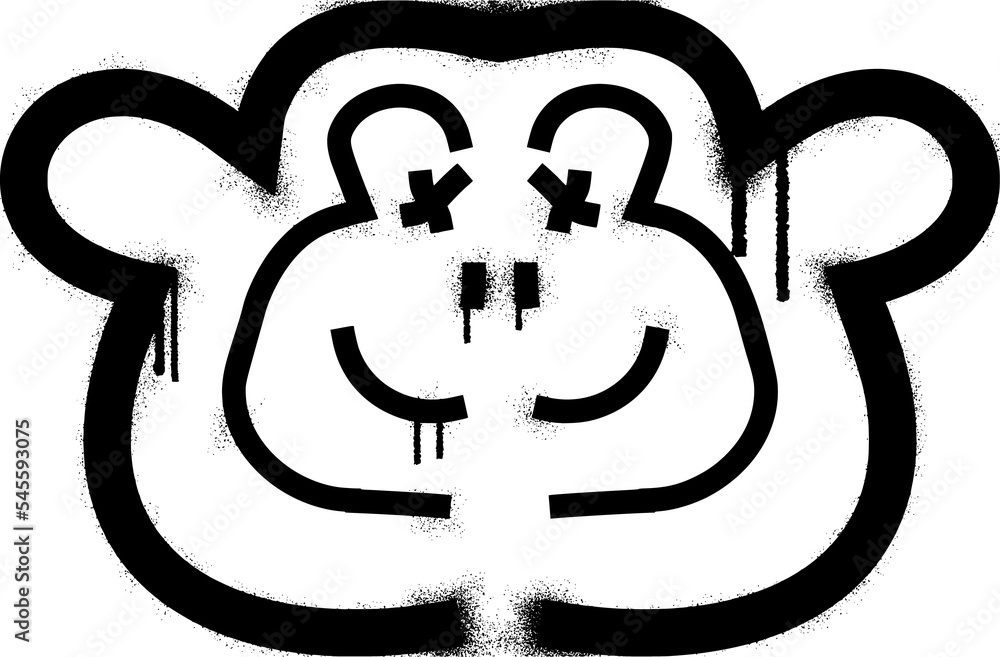 Graffiti monkey face with black spray paint Graffiti monkey face with black spray paint