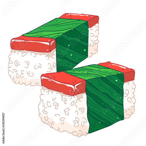 Spam Musubi Consist of Packed Rice, Slice of Spam, wrapped in nori