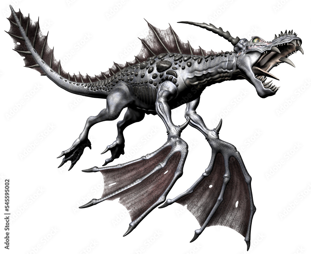 Fototapeta premium 3D rendered Giant Fantasy Sea Dragon on Transparent Background - 3D Illustration