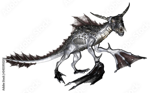 3D rendered Giant Fantasy Sea Dragon on Transparent Background - 3D Illustration