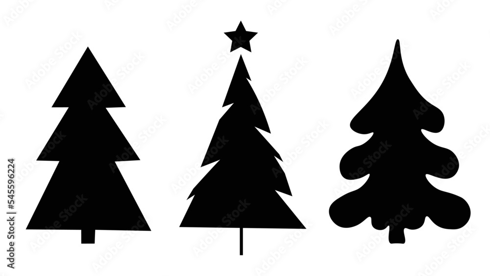 Obraz premium christmas tree silhouette vector icon illustration (Christmas and Happy New Year) isolated on white background