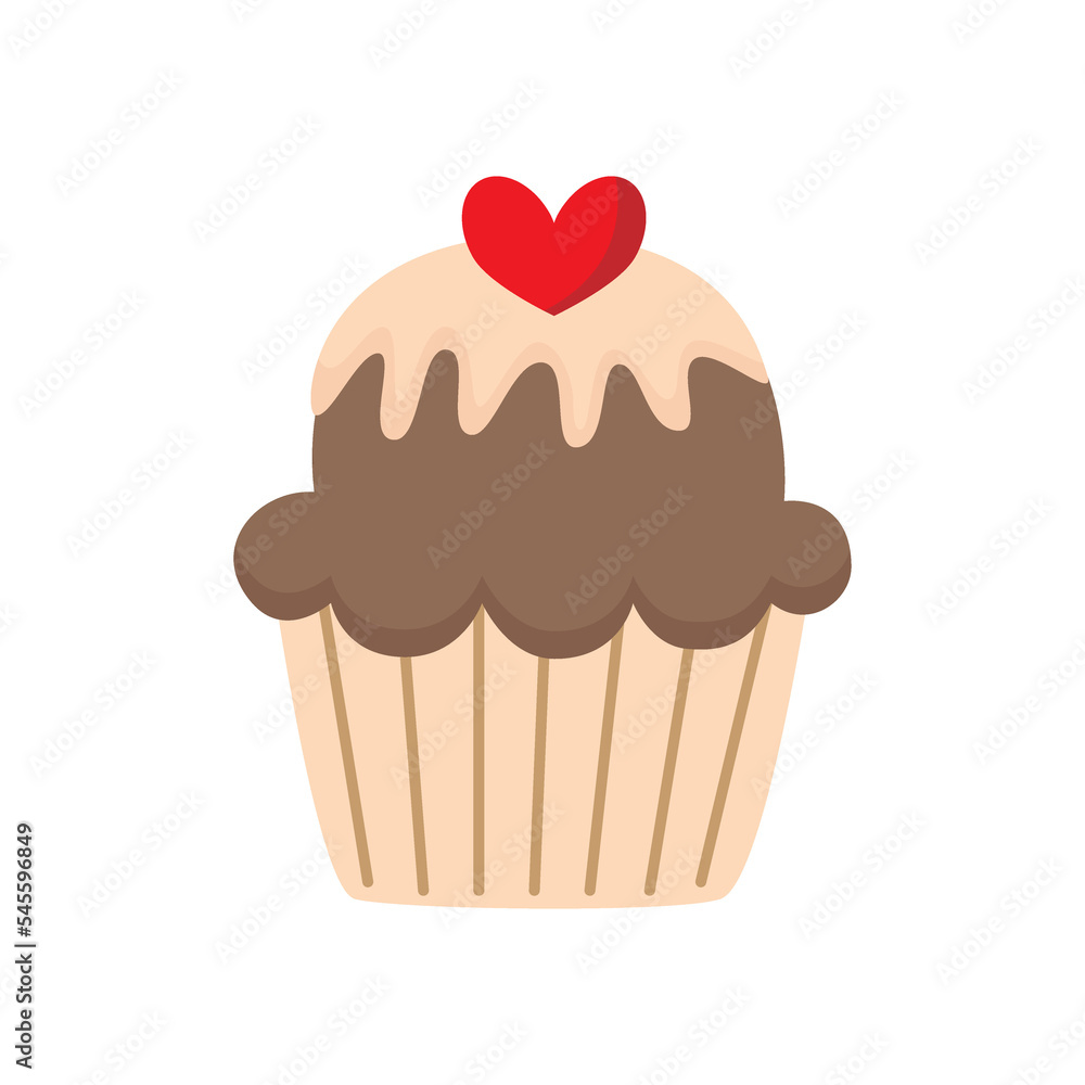 PNG illustration of cute cupcake with heart isolated on transparent background.