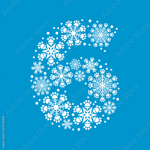 Snowflake with paw prints number 6 photo