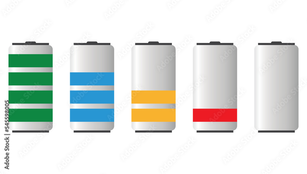 Charging status of a battery. five battery charging status. Charging status of a battery. five battery charging status.