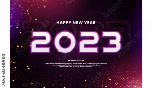 Happy new year 2023 editable text effect dark purple backround style