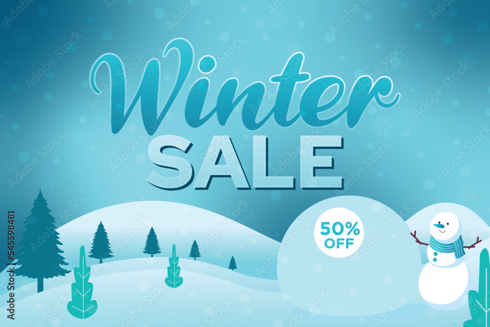 Winter sale banner up to 50 Percent off Vector Illustration