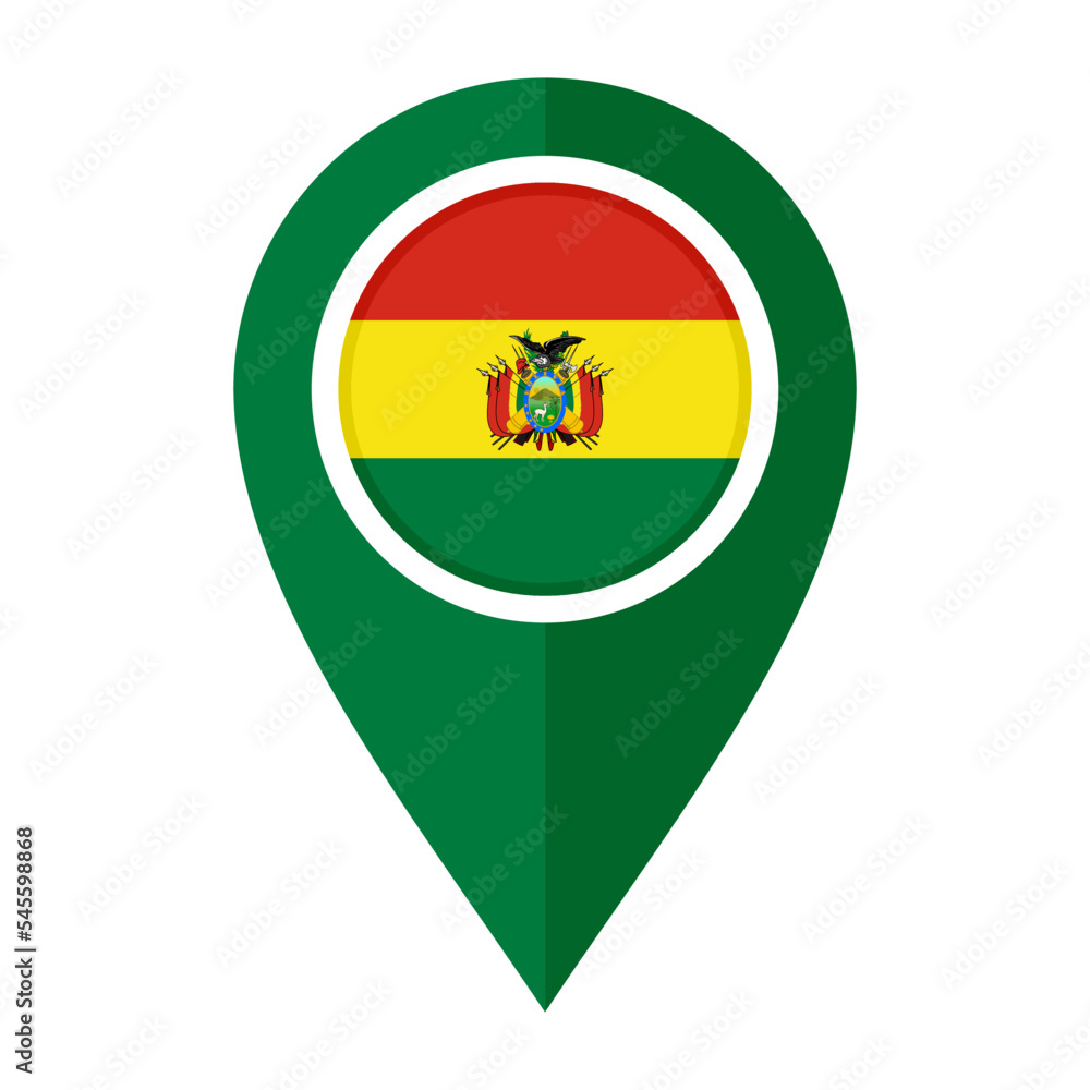 flat map marker icon with bolivia flag isolated on white background flat map marker icon with bolivia flag isolated on white background