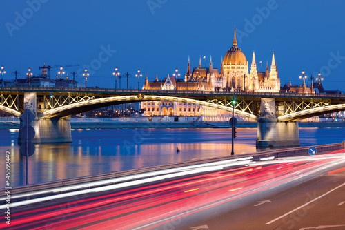 Margaret bridge in Budapest at night