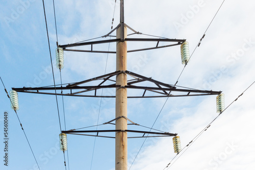 power lines against blue sky