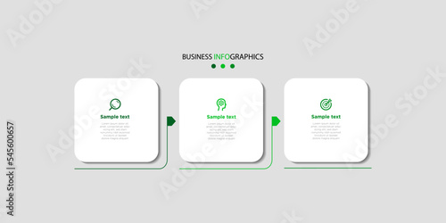 Business infographics timeline design template with 3 step and option information. Premium vector with editable sign or symbol. Eps10 vector