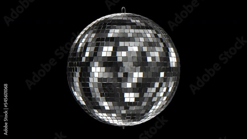 Disco Mirror Ball Spinning . Seamless Loop-able Animation with Alpha Matte.