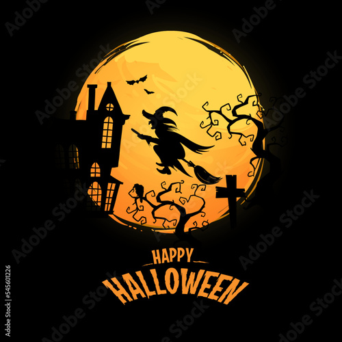 hallowen and witch in the moon