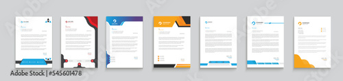 a4 letterhead design, corporate letterhead design template bundle, minimalistic business letterhead template, company stationery design, yellow & blue color letterhead, professional letterhead flyer