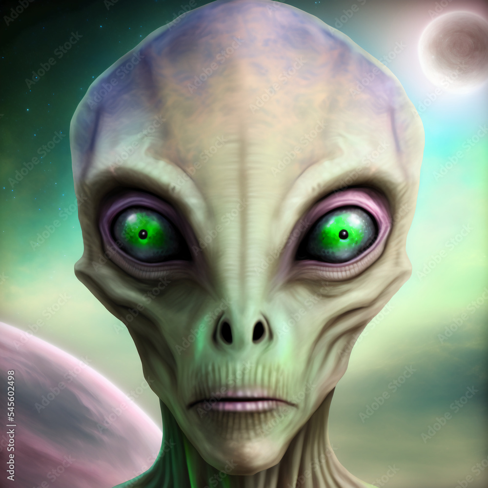Naklejka premium Alien, extraterrestrial, martian. Generative AI