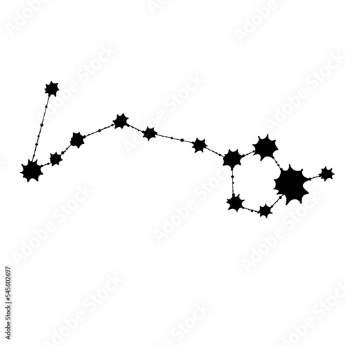  Star constellation black in vector flat style. Celestial outline illustration.  Astrology  astronomy  tarot cards design.