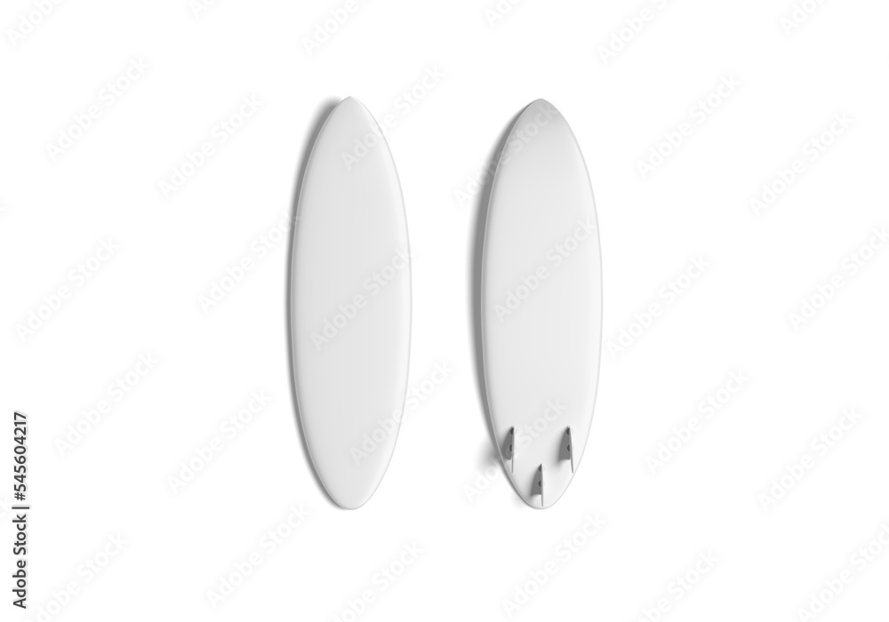 Set of realistic blank surfboard mockups on white background Set of realistic blank surfboard mockups on white background
