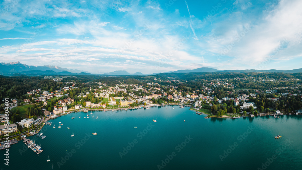 Bay of Velden at the Lake Wörthersee in the Carinthia (Kärnten) region in the South of Austria