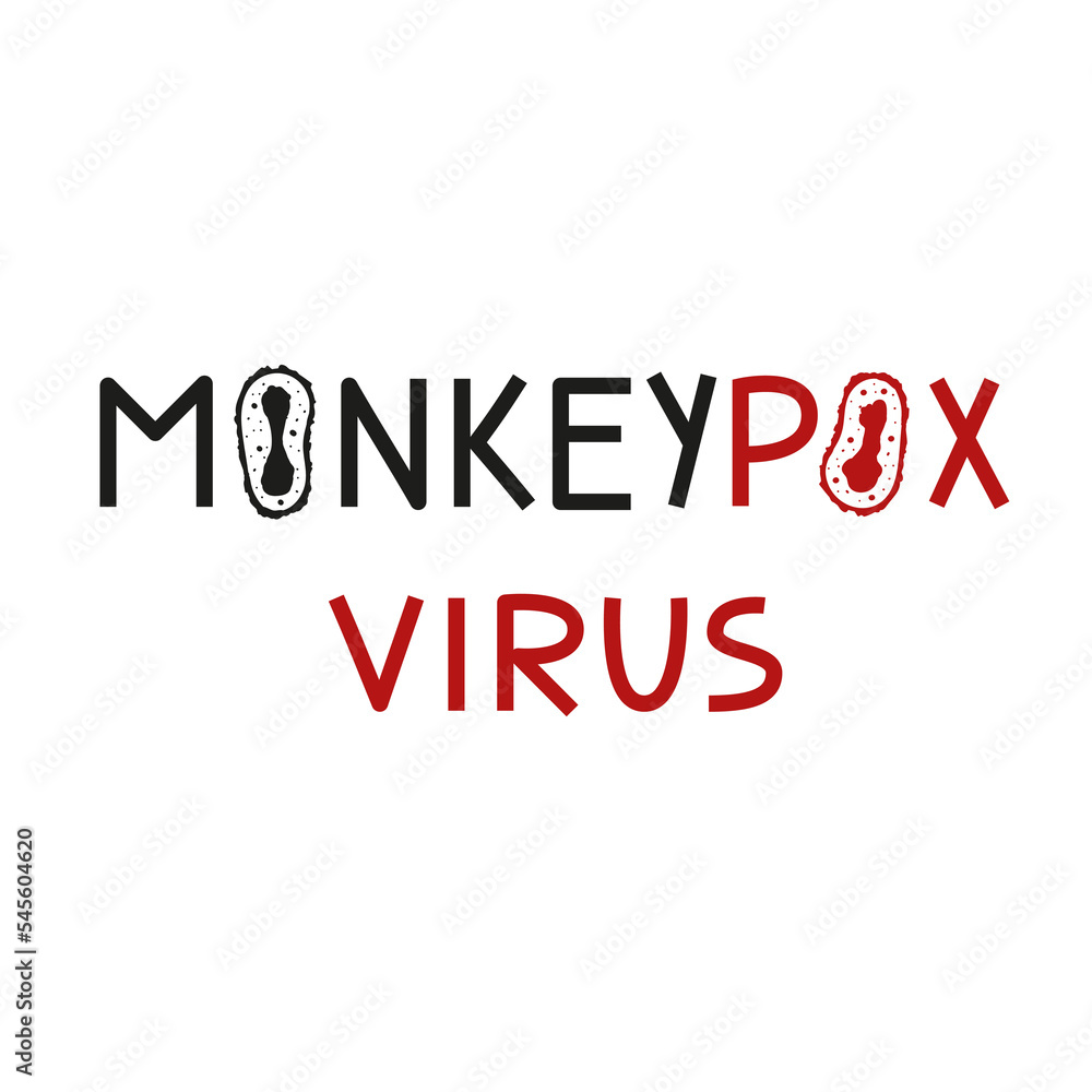 Banner with the cells monkey pox virus informing about the spread of the disease