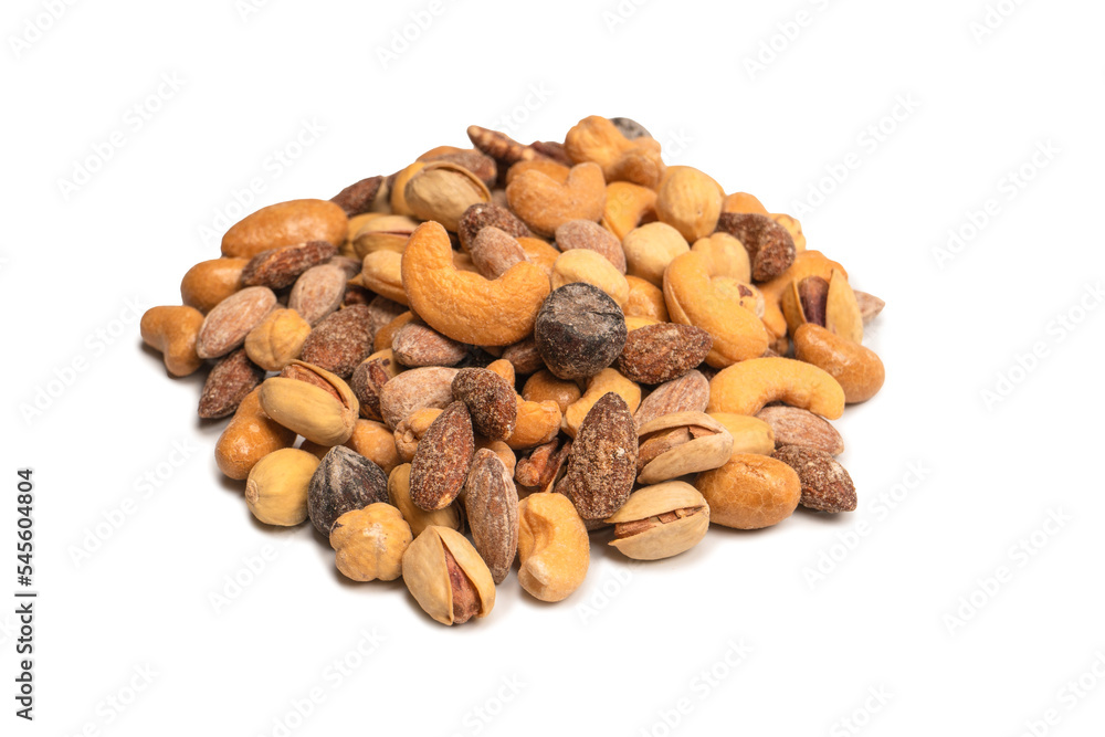 A group of almonds, pistachios, walnuts, macadamia, cashews. A group of almonds, pistachios, walnuts, macadamia, cashews.