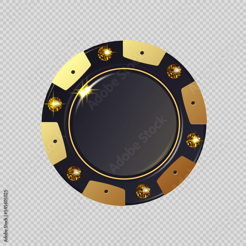Casino chips vector isolated on transparent. 3D gambling tokens for slots, poker, roulette casino games view from abov. Vector chip icon design for card, casino, game design, banner, web, advertising