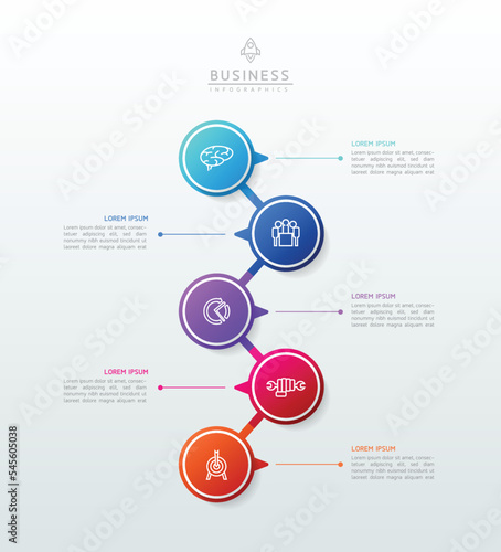 Circular Connection Steps business Infographic Template with 5 Element
